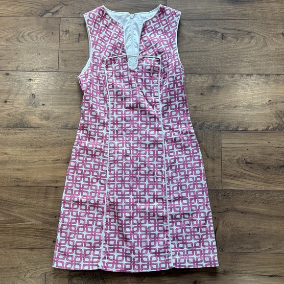 Trina Turk Dresses & Skirts - Trina Turk Signature Mod Print Dress 2 Pink & White Cotton Blend Sleeveless